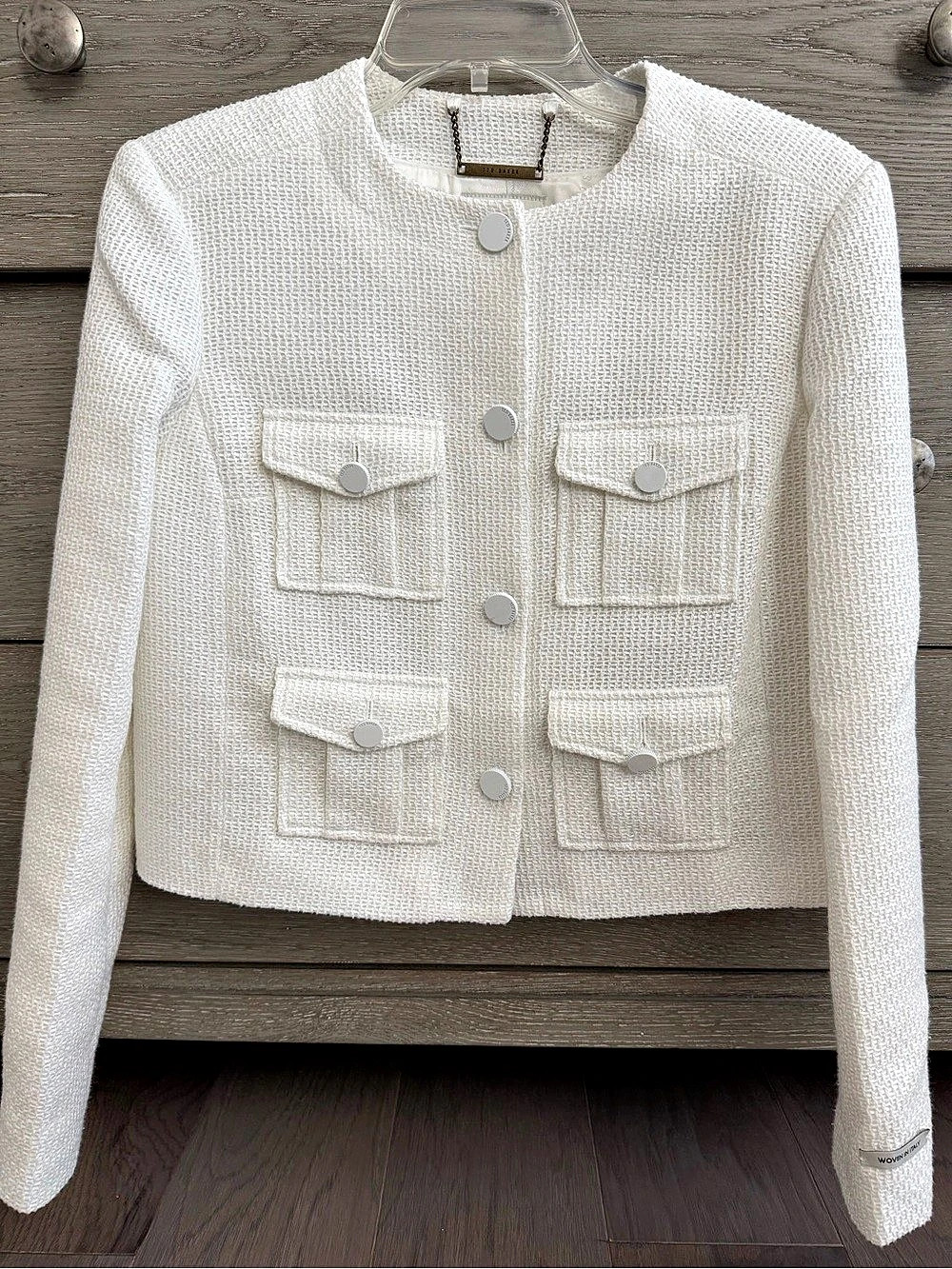 Ted Baker Boucle Four-Pocket Jacket in White US Size 4 / Small
Brand New w/o ta